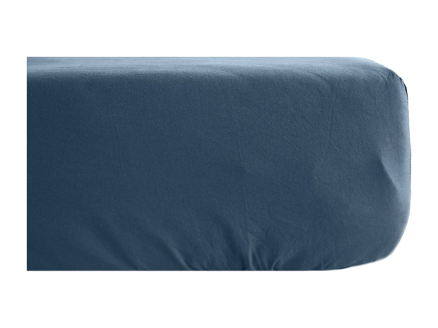 Drap housse 160x200 cm mousseline de coton OPERA bleu ardoise