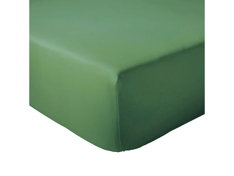 Drap housse 140x200 cm bonnet 30 coton ÉVASION Vert fougère