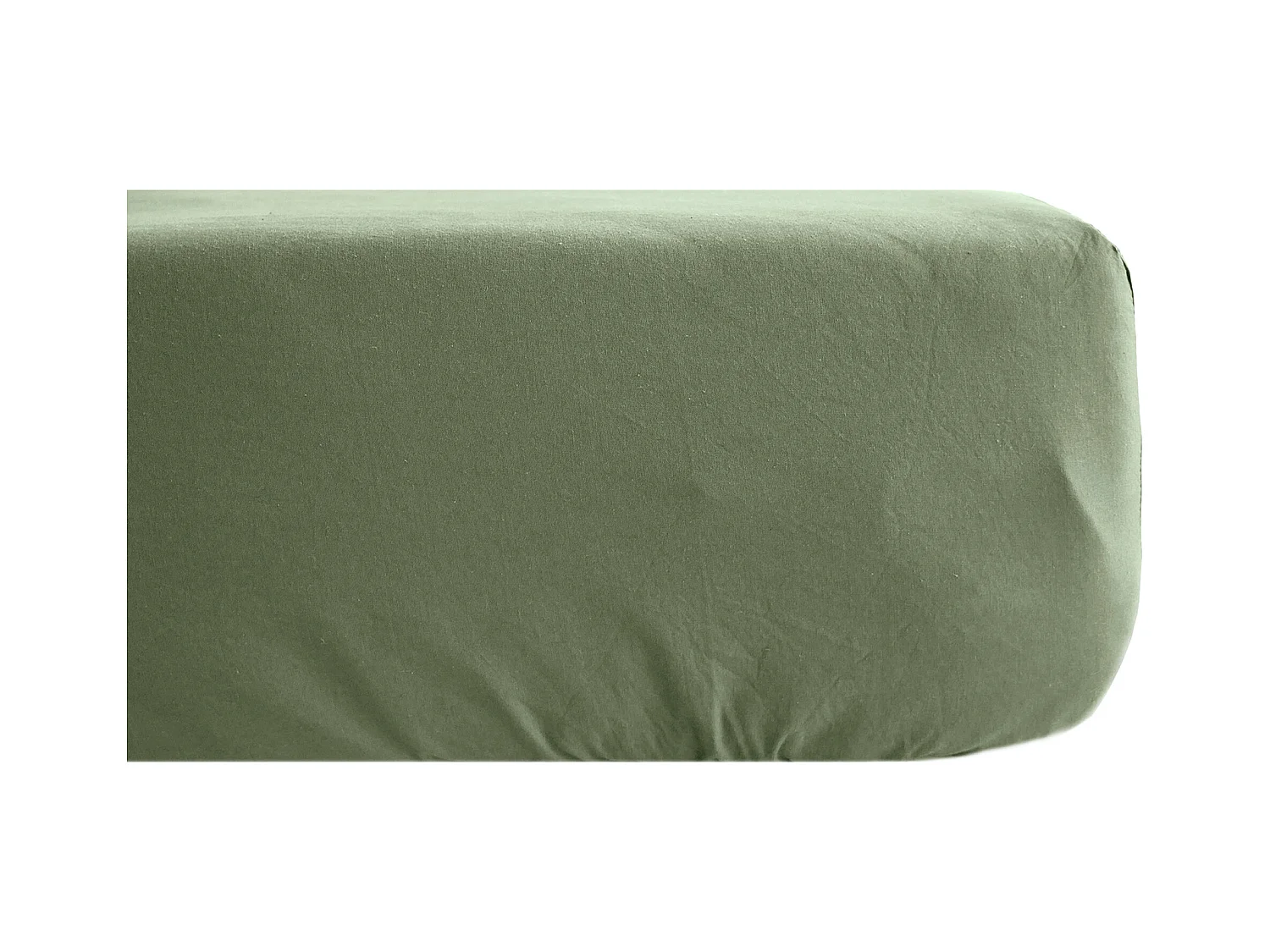 Drap housse 180x200 cm mousseline de coton OPERA vert mousse