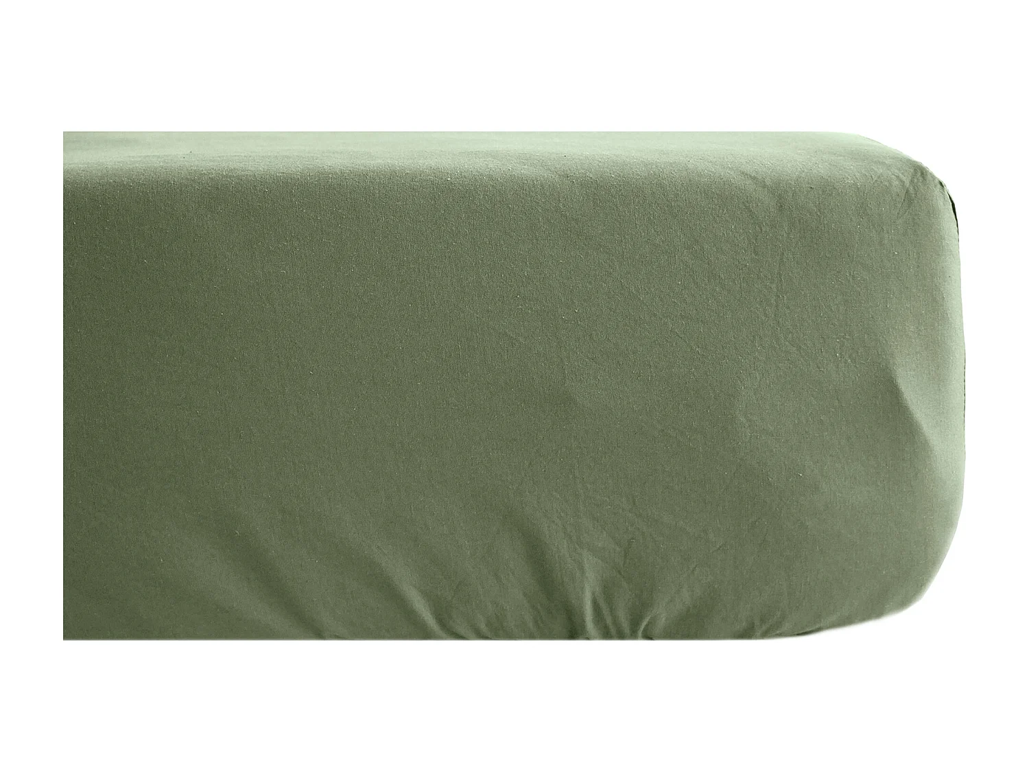 Drap housse 180x200 cm mousseline de coton OPERA vert mousse