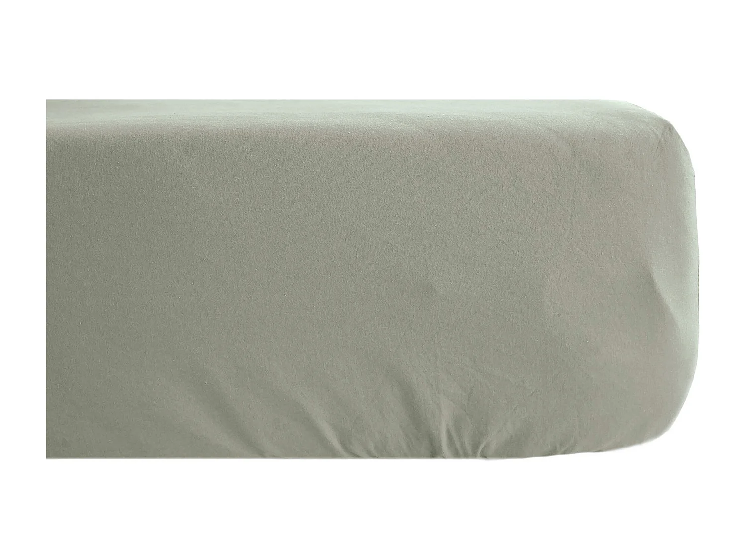 Drap housse PALACE pur coton lavé 160x200 cm bonnet 35 cm uni vert laurier