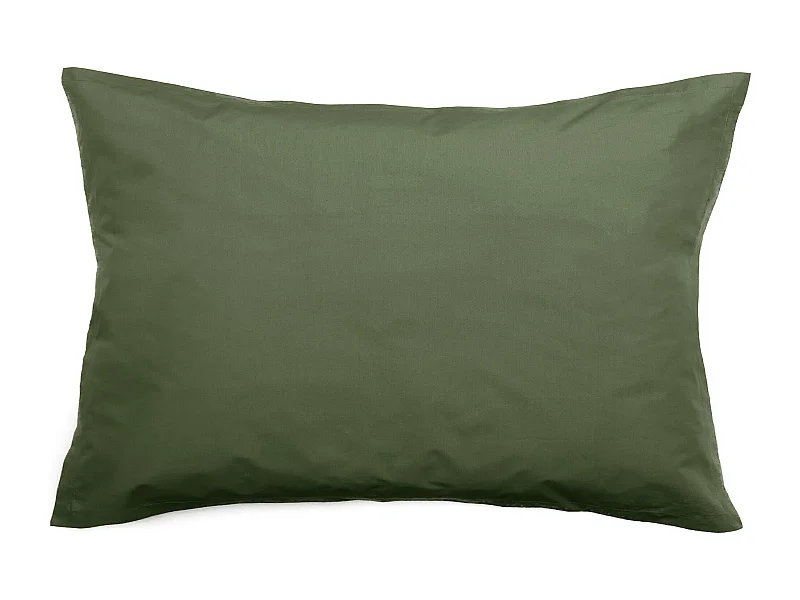 Taie d'oreiller volants plats 50x70 cm percale MANOIR vert Mousse
