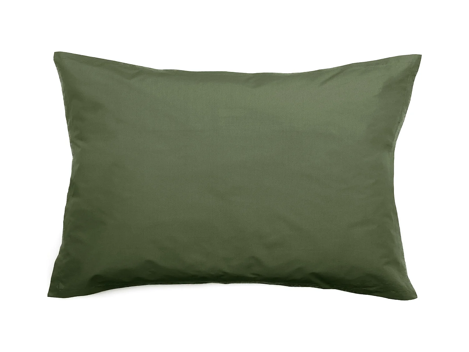 Taie d'oreiller volants plats 50x70 cm percale MANOIR vert Mousse