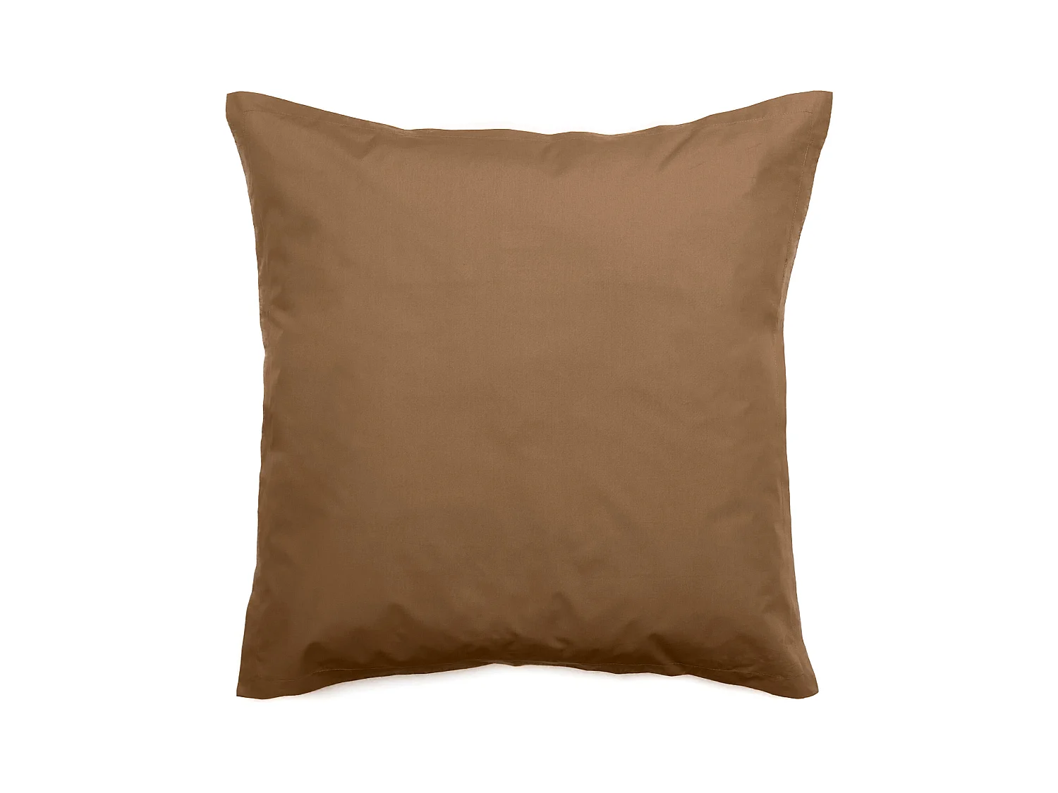 Taie d'oreiller volants plats 65x65 cm percale MANOIR marron Cognac