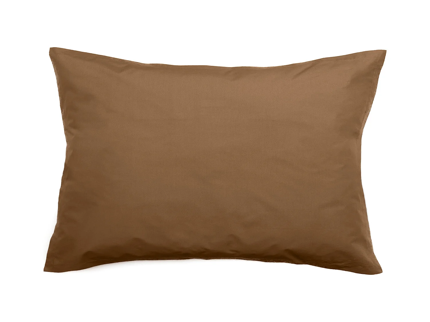 Taie d'oreiller volants plats 50x70 cm percale MANOIR marron Cognac