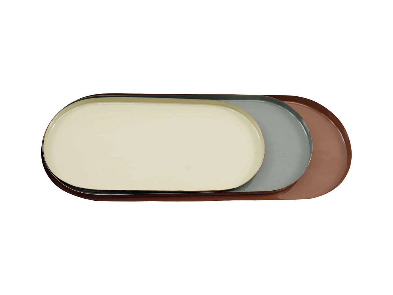 Set de 3 plateaux vide-poche en métal Oval