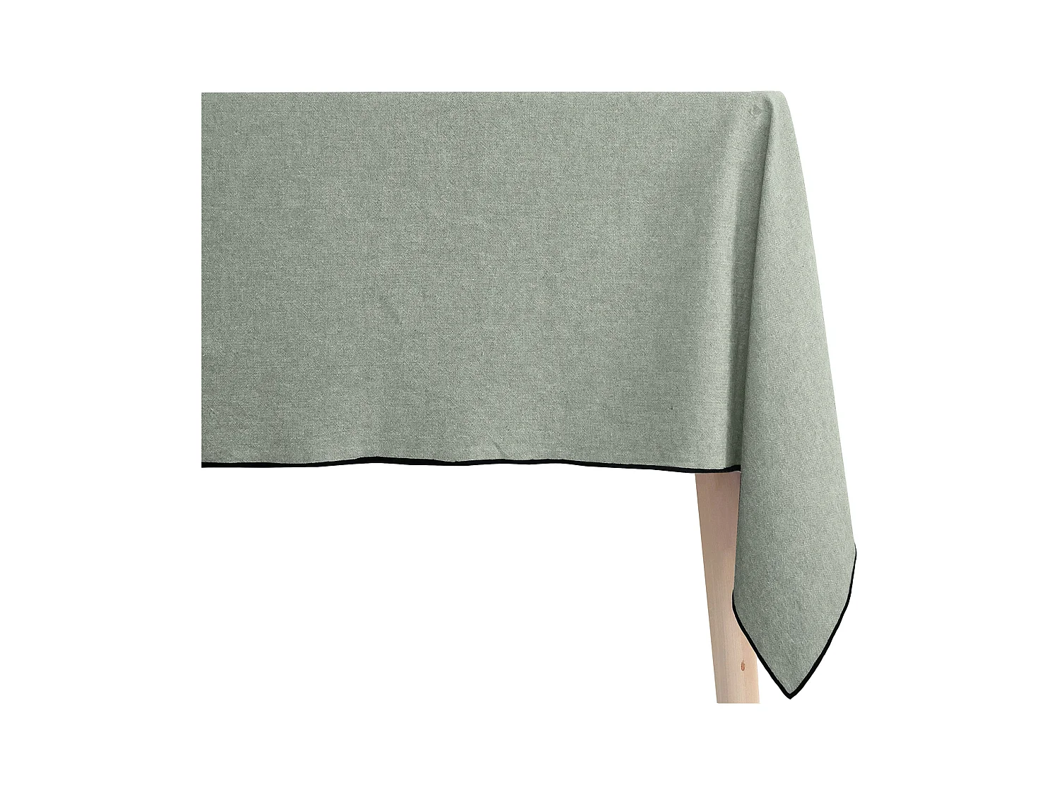 Nappe coton 160x300 cm HONO vert Lichen finition point bourdon