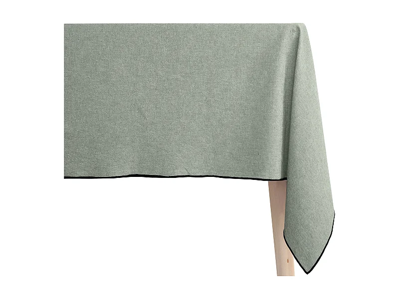 Nappe coton 160x300 cm HONO vert Lichen finition point bourdon
