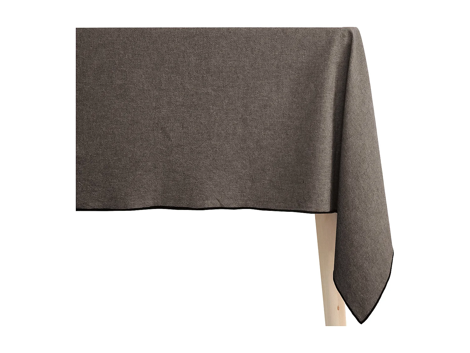 Nappe coton 160x250 cm HONO gris Granit finition point bourdon