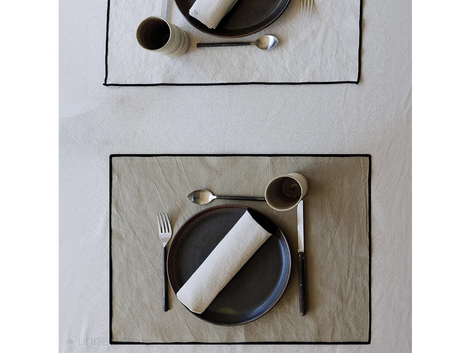 Nappe coton 160x200 cm HONO vert Lichen finition point bourdon