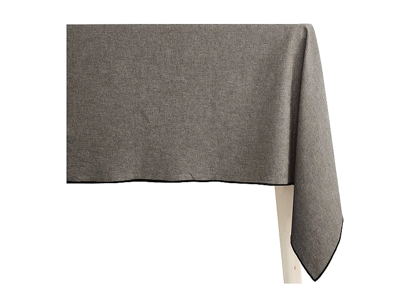 Nappe coton 160x300 cm HONO marron Schiste finition point bourdon