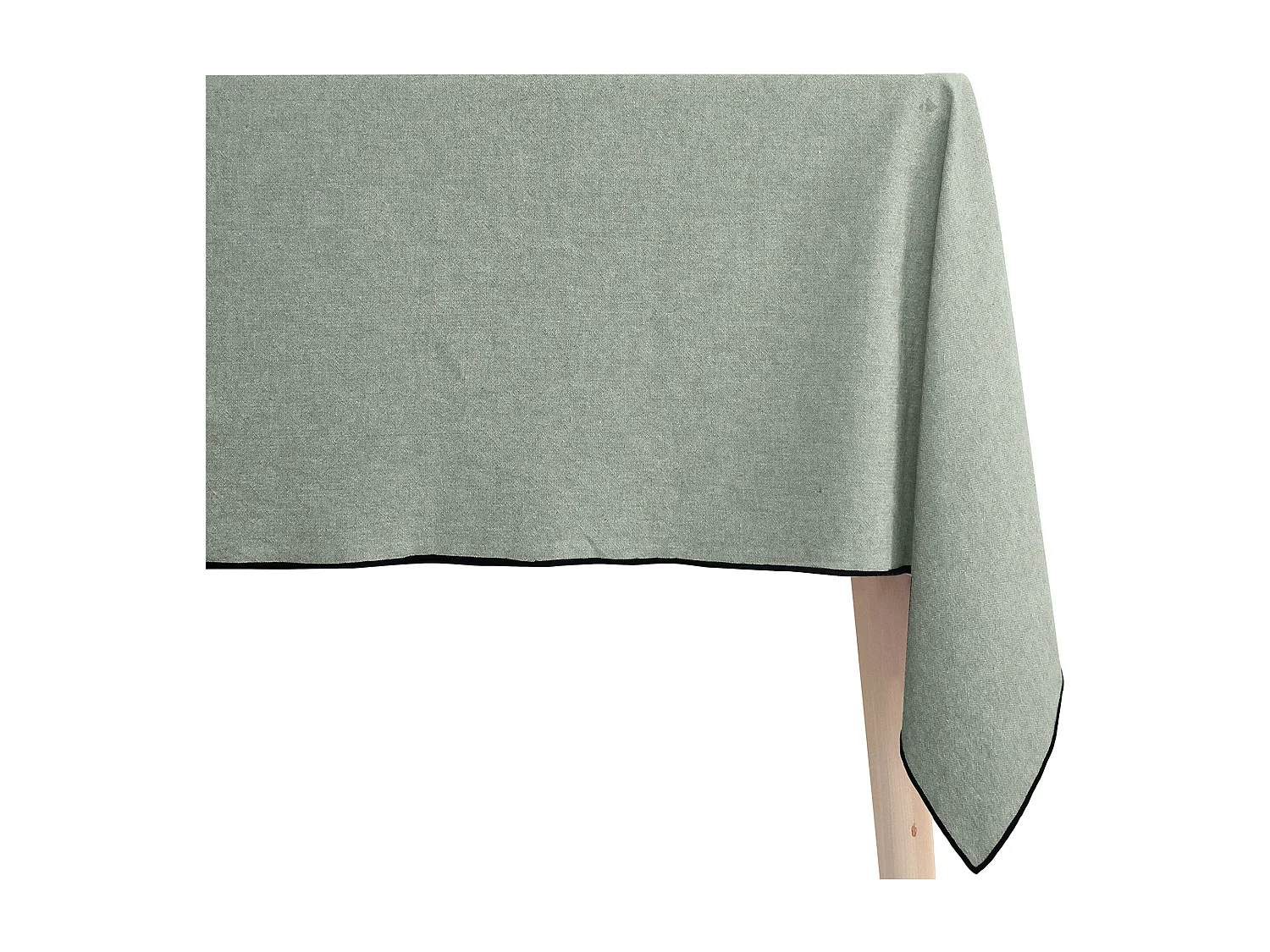 Nappe coton 160x250 cm HONO vert Lichen finition point bourdon