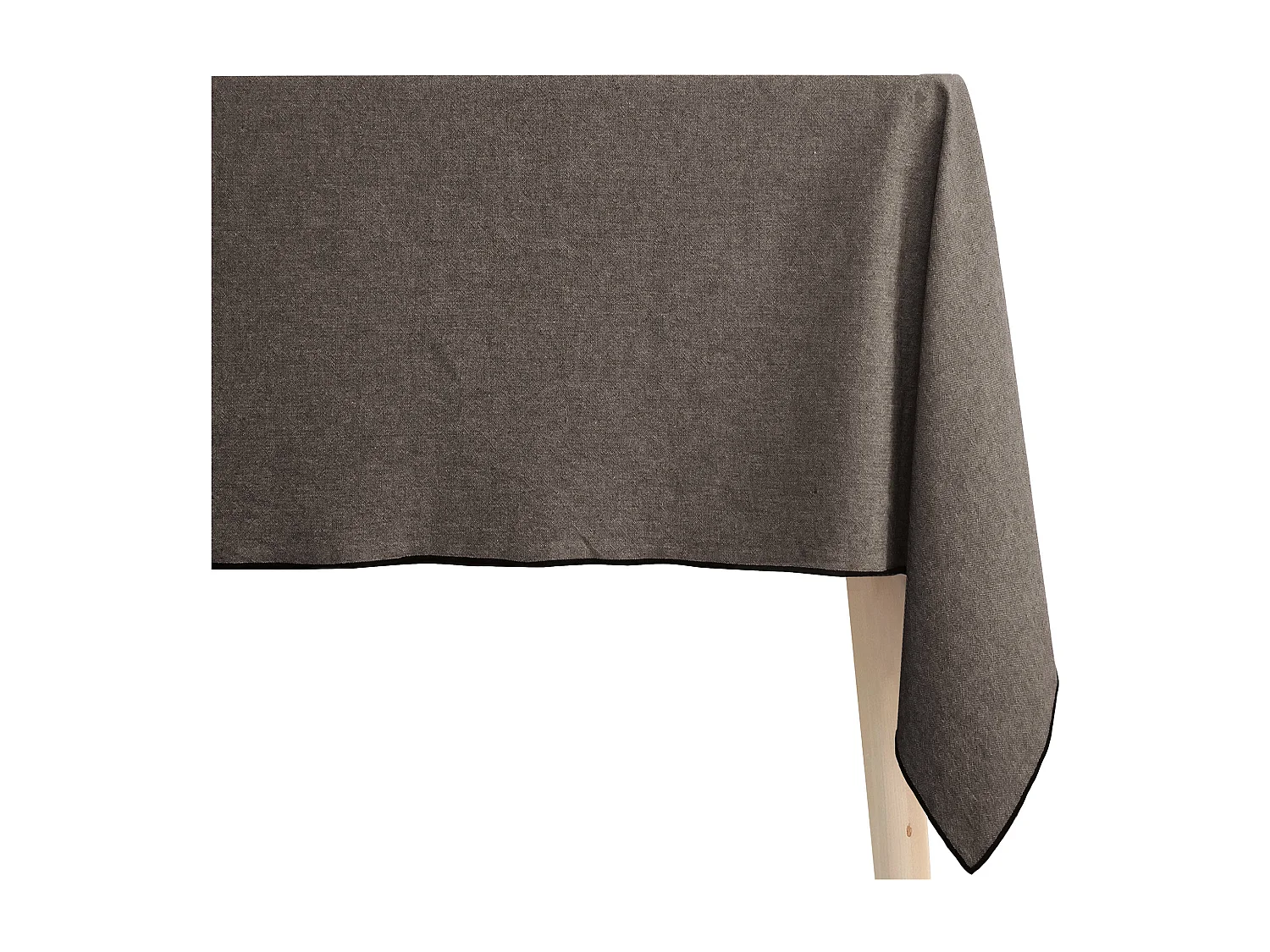 Nappe carrée coton 160x160 cm HONO gris Granit finition point bourdon