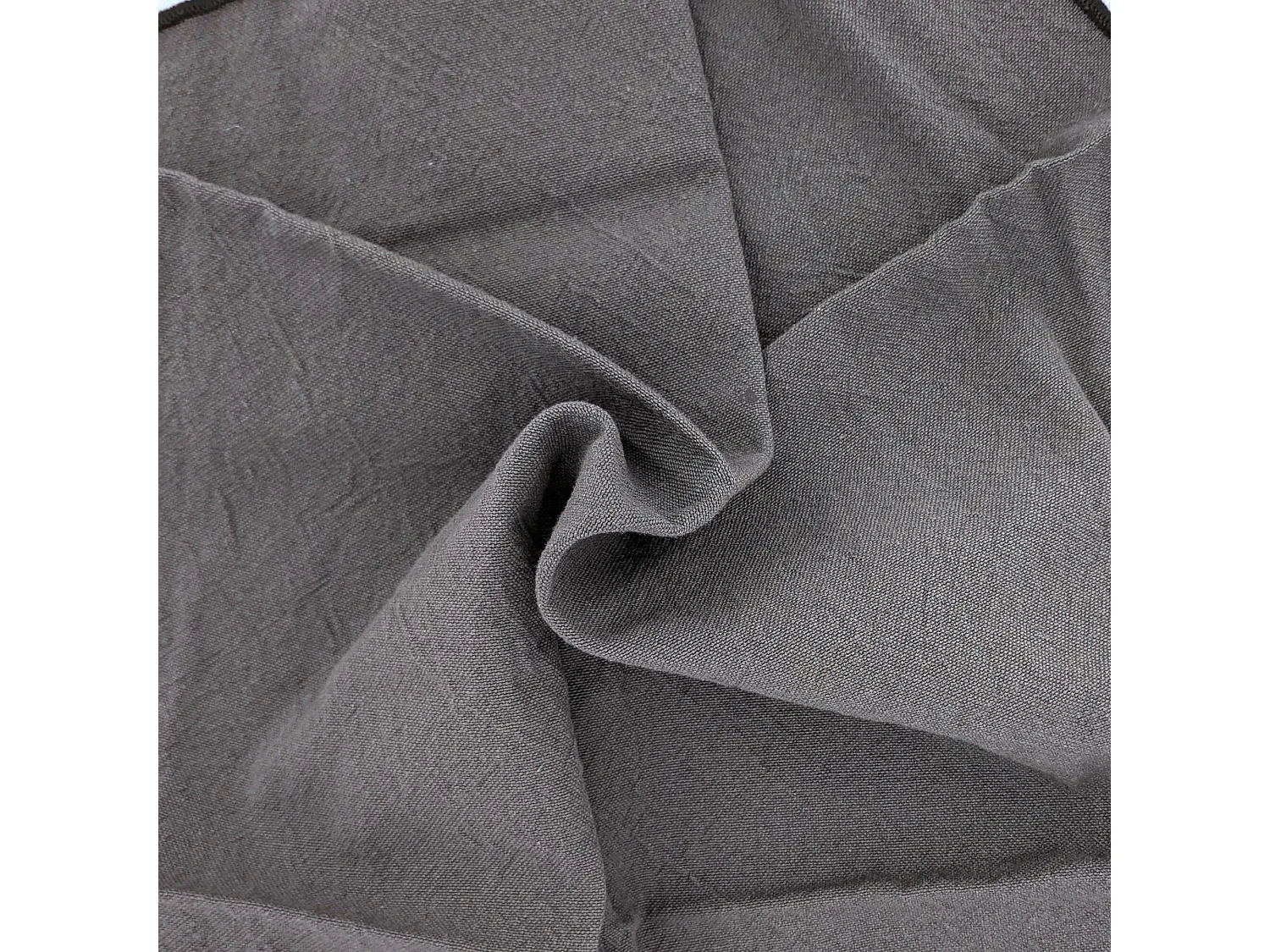 Nappe coton 160x200 cm HONO gris Granit finition point bourdon