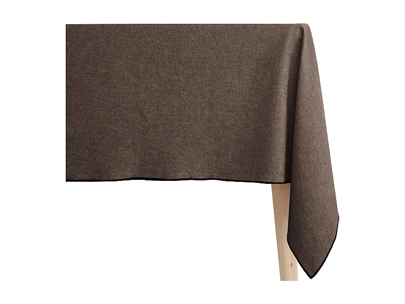 Nappe coton 160x250 cm HONO marron Schiste finition point bourdon