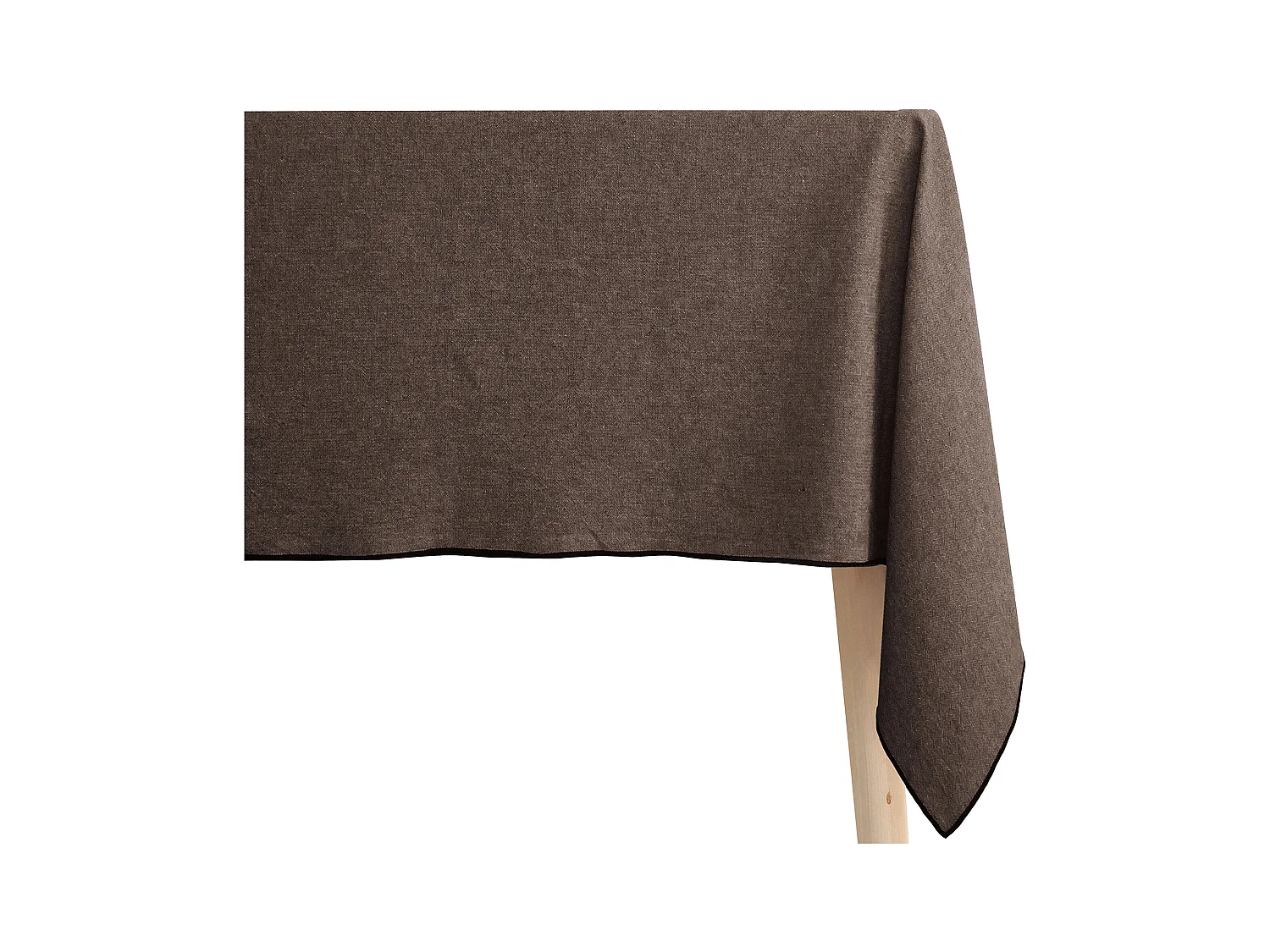 Nappe coton 160x250 cm HONO marron Schiste finition point bourdon