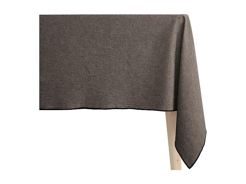 Nappe coton 160x300 cm HONO gris Granit finition point bourdon