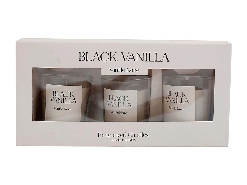 Coffret de 3 bougies avec pots en verre Fragrance Senteur vanille