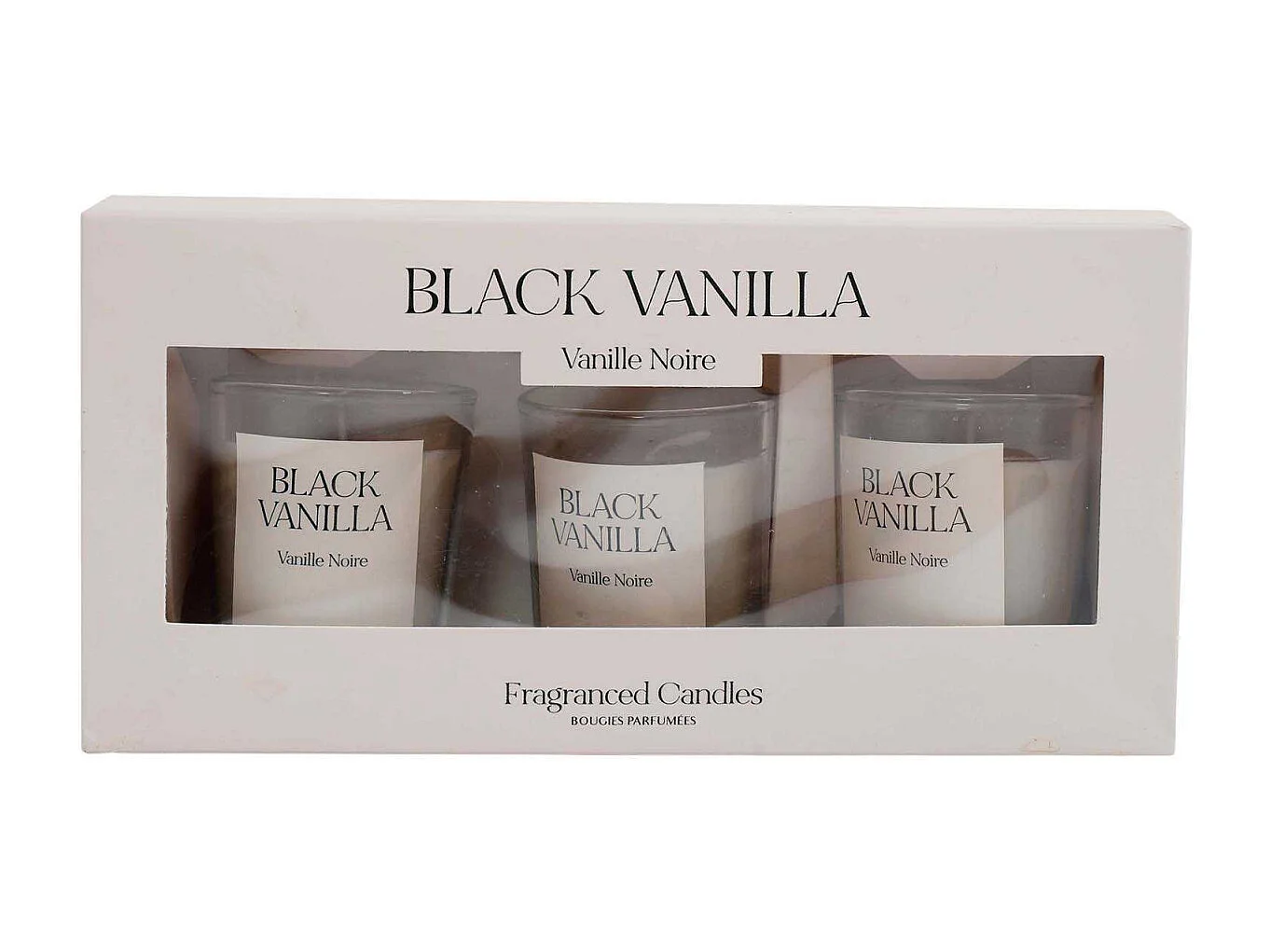 Coffret de 3 bougies avec pots en verre Fragrance Senteur vanille