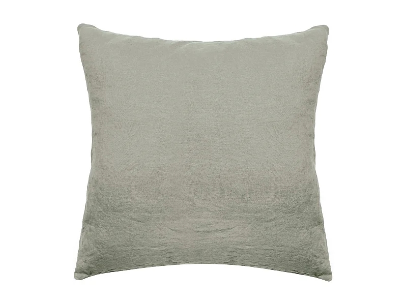 Taie d'oreiller 65x65 cm pur coton lavé PALACE vert laurier