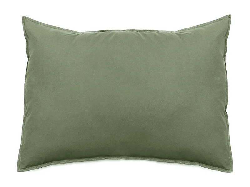Taie d'oreiller lin et coton 50x70 cm collection OPERA vert mousse