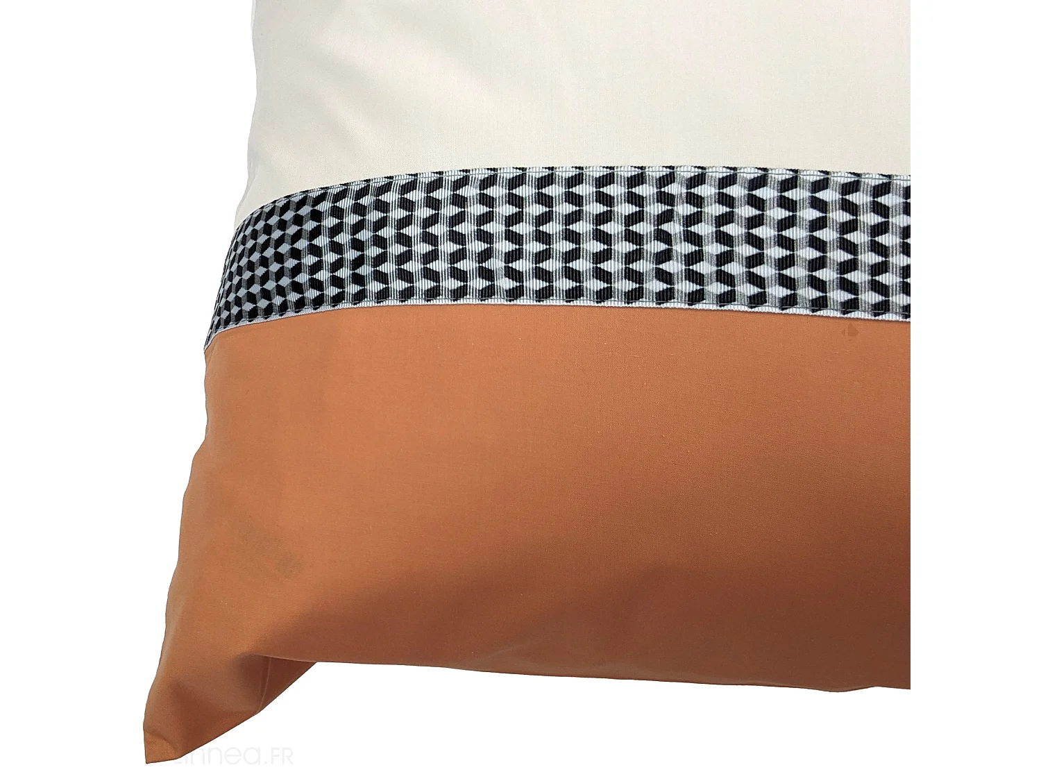 Taie d'oreiller 65x65 cm percale en coton MACASSAR Cognac