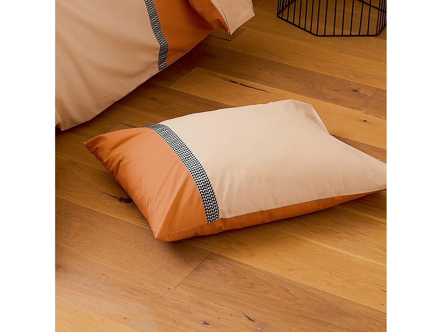 Taie d'oreiller 50x70 cm percale en coton MACASSAR Cognac