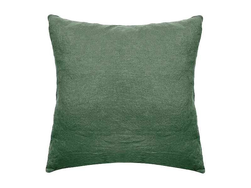 Taie d'oreiller 65x65 cm pur coton lavé PALACE vert cèdre