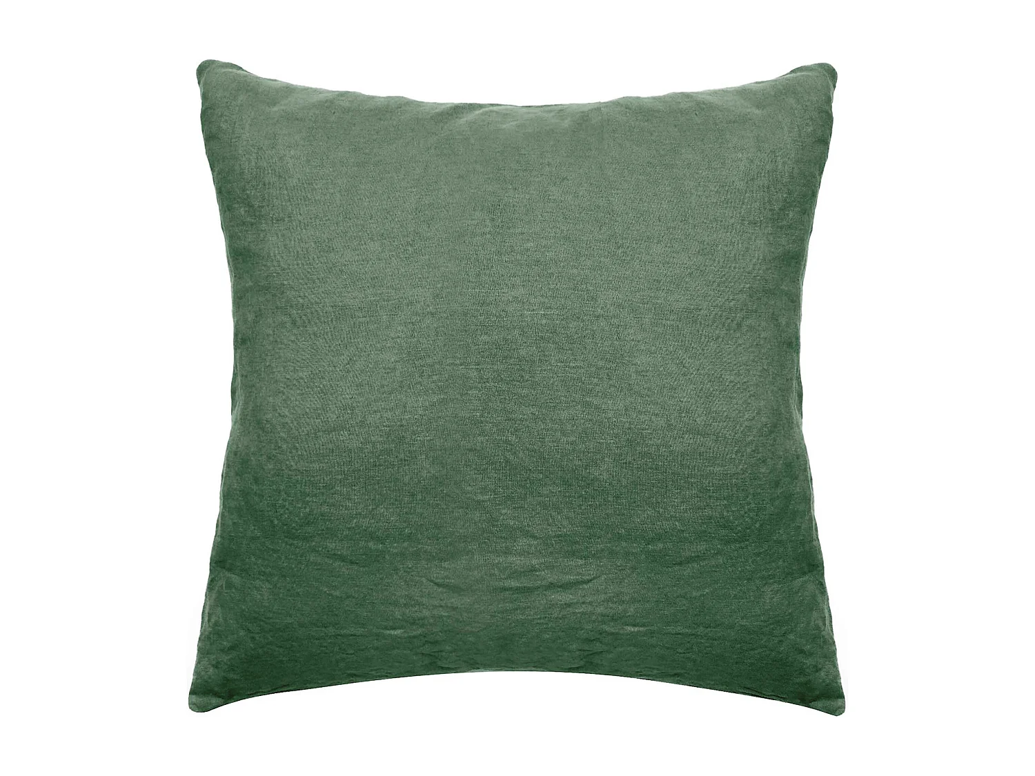 Taie d'oreiller PALACE pur coton lavé 65x65 cm uni vert cèdre