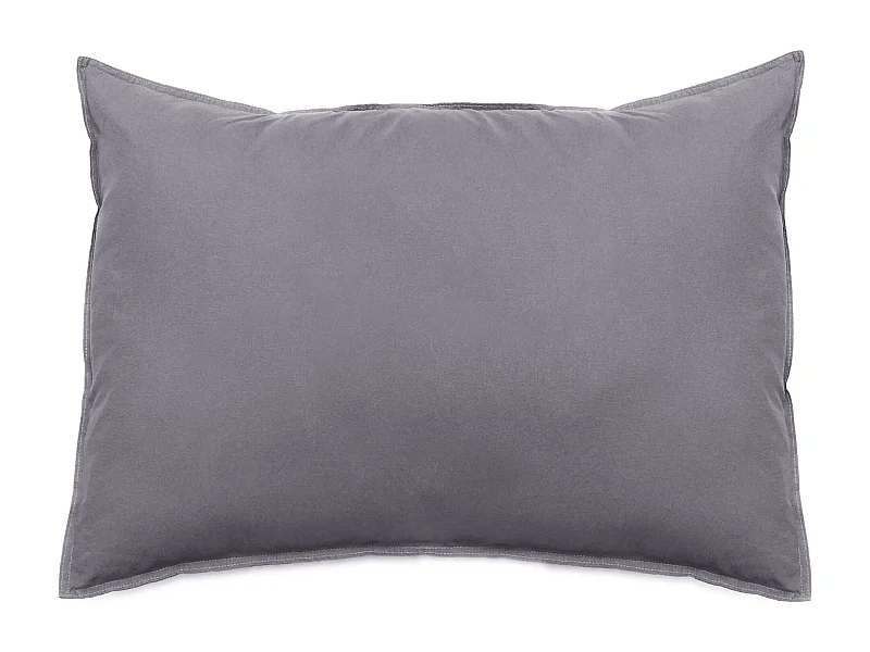 Taie d'oreiller lin et coton 50x70 cm collection OPERA gris brume
