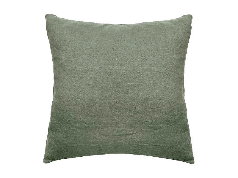 Taie d'oreiller 65x65 cm pur coton lavé PALACE vert mousse