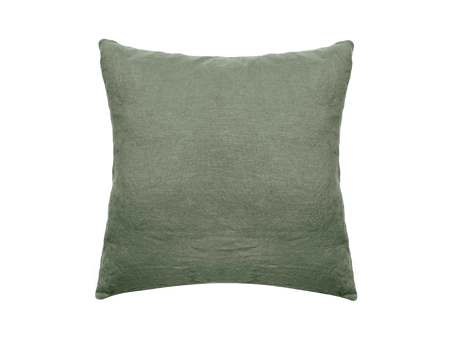 Taie d'oreiller 65x65 cm pur coton lavé PALACE vert mousse
