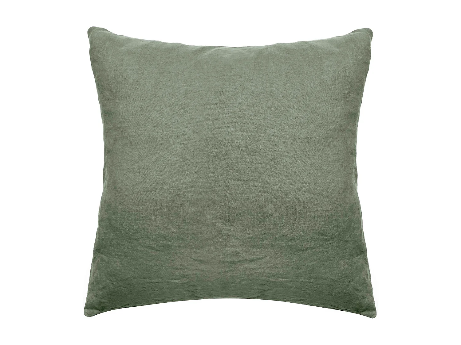 Taie d'oreiller PALACE pur coton lavé 65x65 cm uni vert mousse