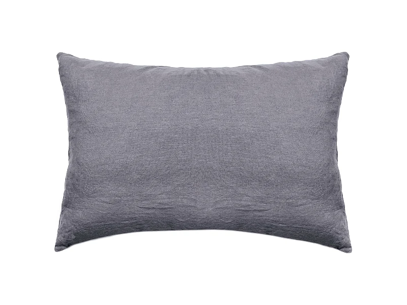 Taie d'oreiller 50x70 cm pur coton lavé PALACE gris brume