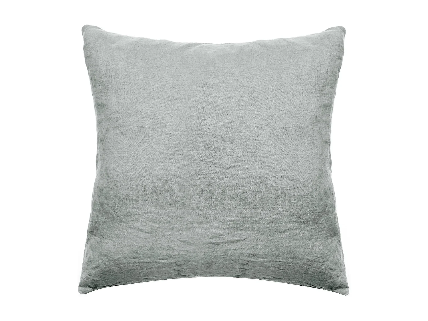 Taie d'oreiller PALACE pur coton lavé 65x65 cm uni vert lichen