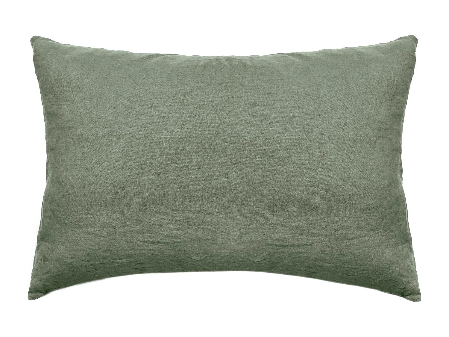 Taie d'oreiller PALACE pur coton lavé 50x70 cm uni vert mousse