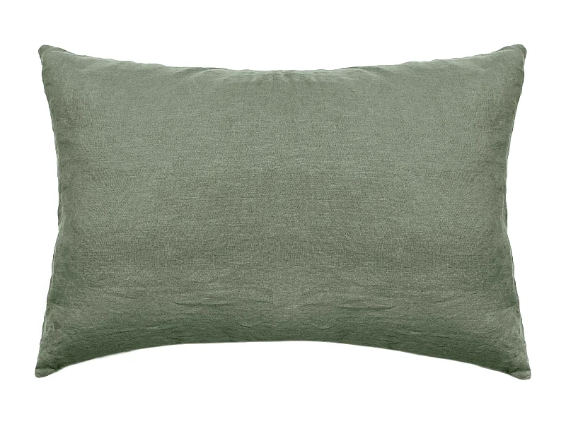 Taie d'oreiller 50x70 cm pur coton lavé PALACE vert mousse