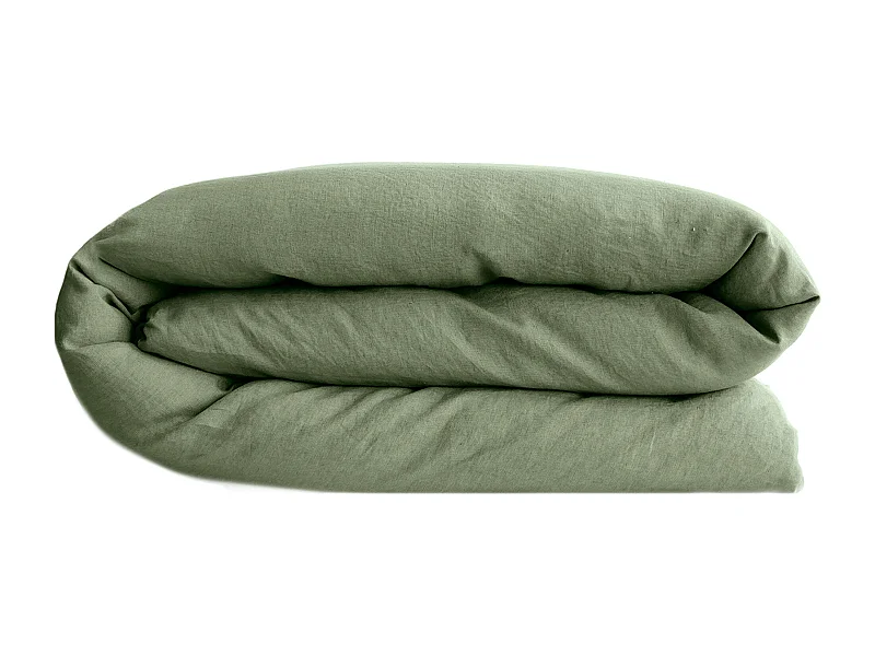 Housse de couette lin et coton 260x240 cm collection OPERA vert mousse