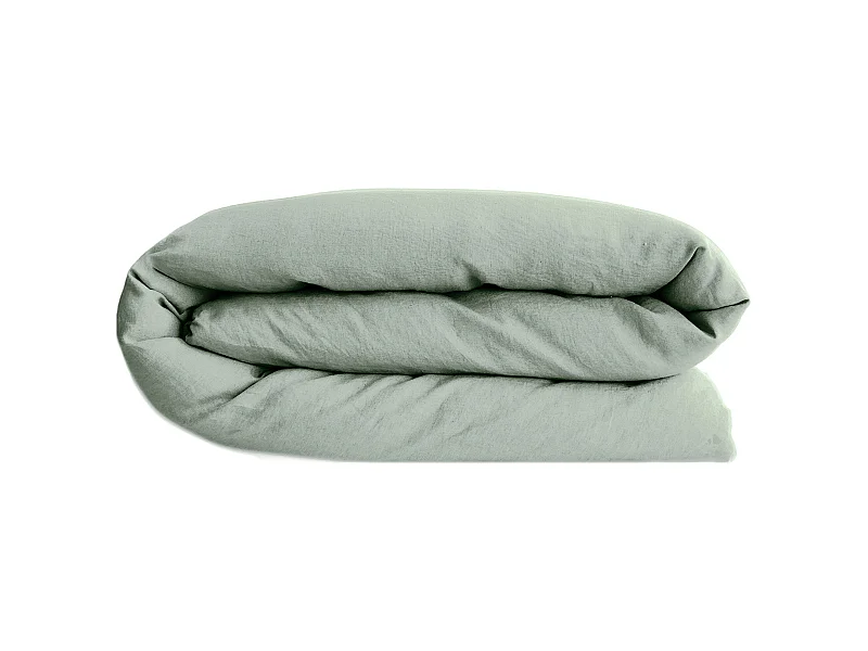 Housse de couette lin et coton 260x240 cm collection OPERA vert lichen