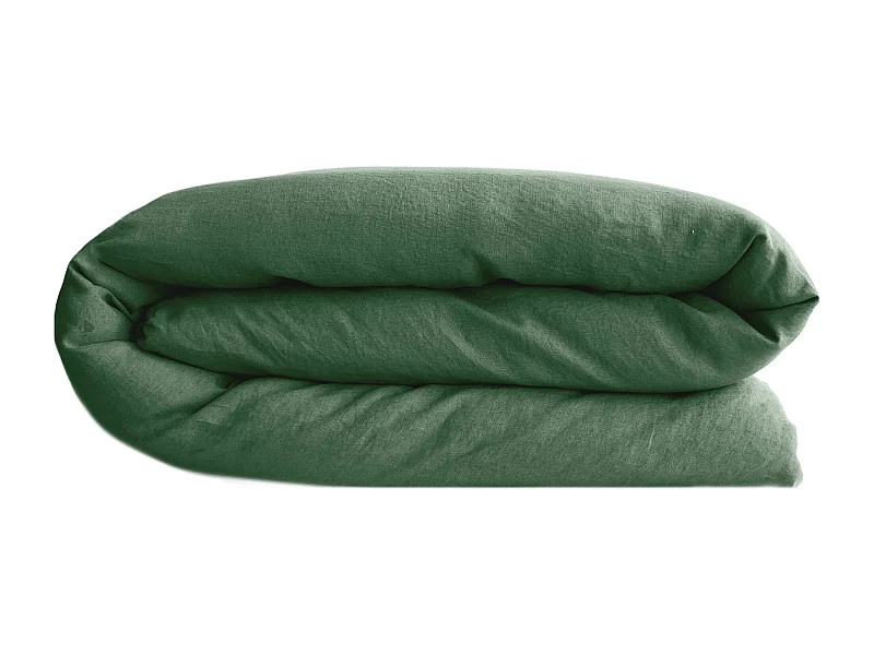 Housse de couette 200x200 cm pur coton lavé PALACE vert cedre