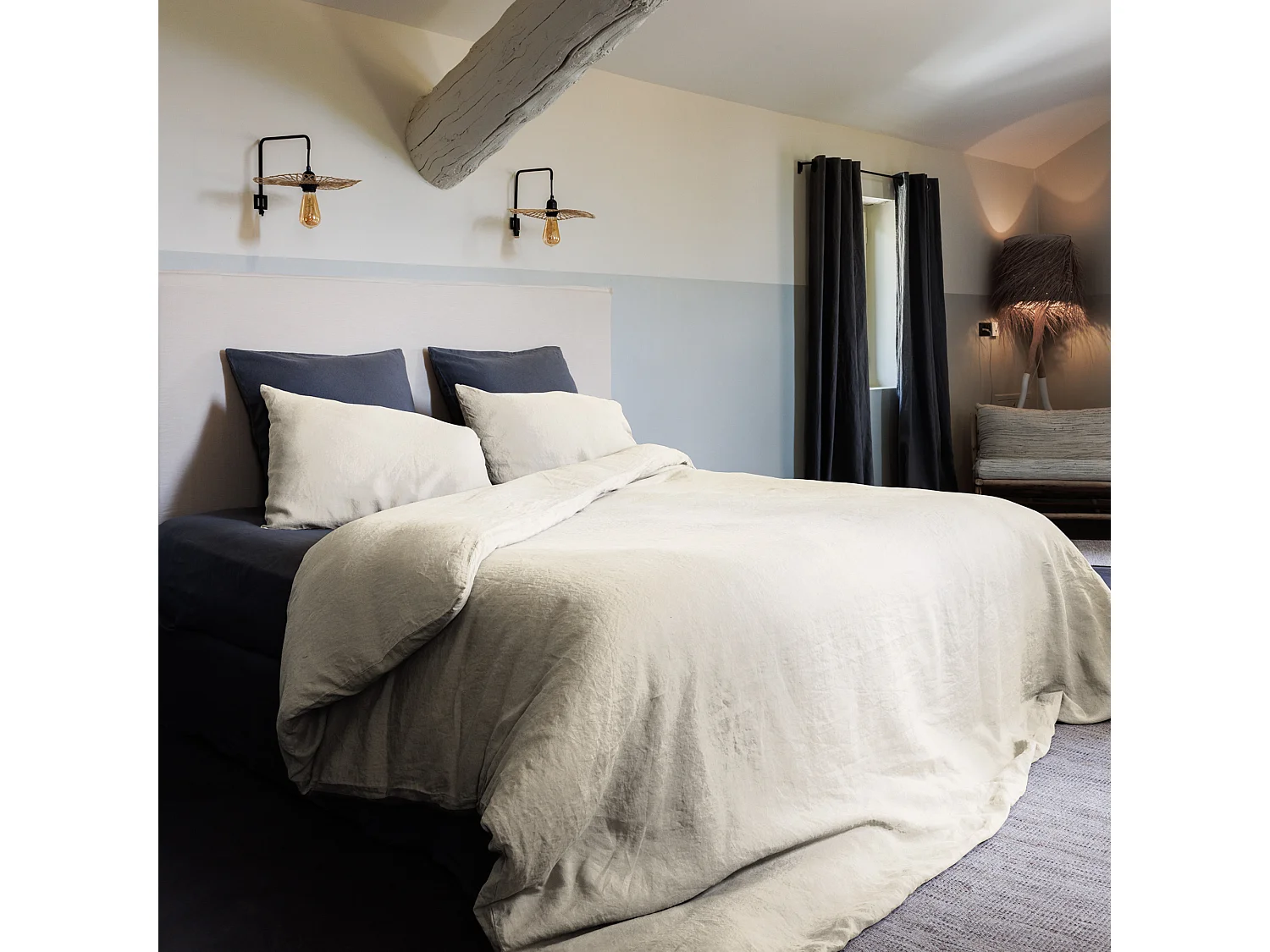 Housse de couette lin et coton 240x220 cm collection OPERA blanc neige
