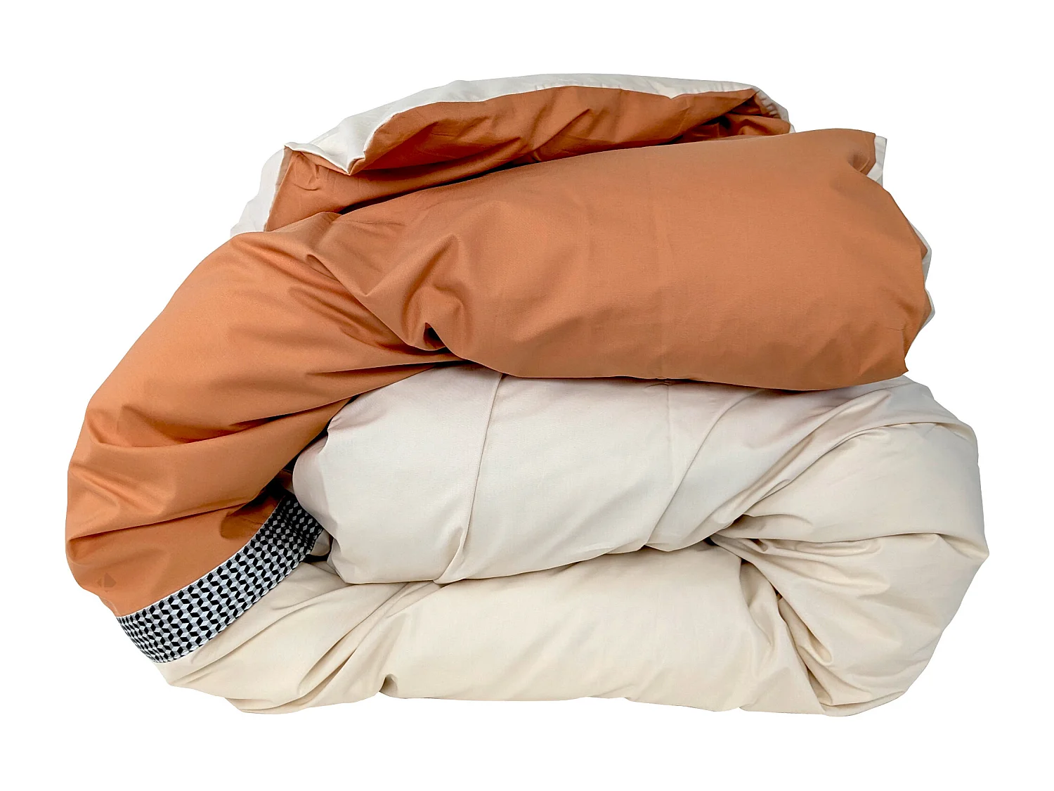 Housse de couette 300x240 cm percale coton MACASSAR Cognac