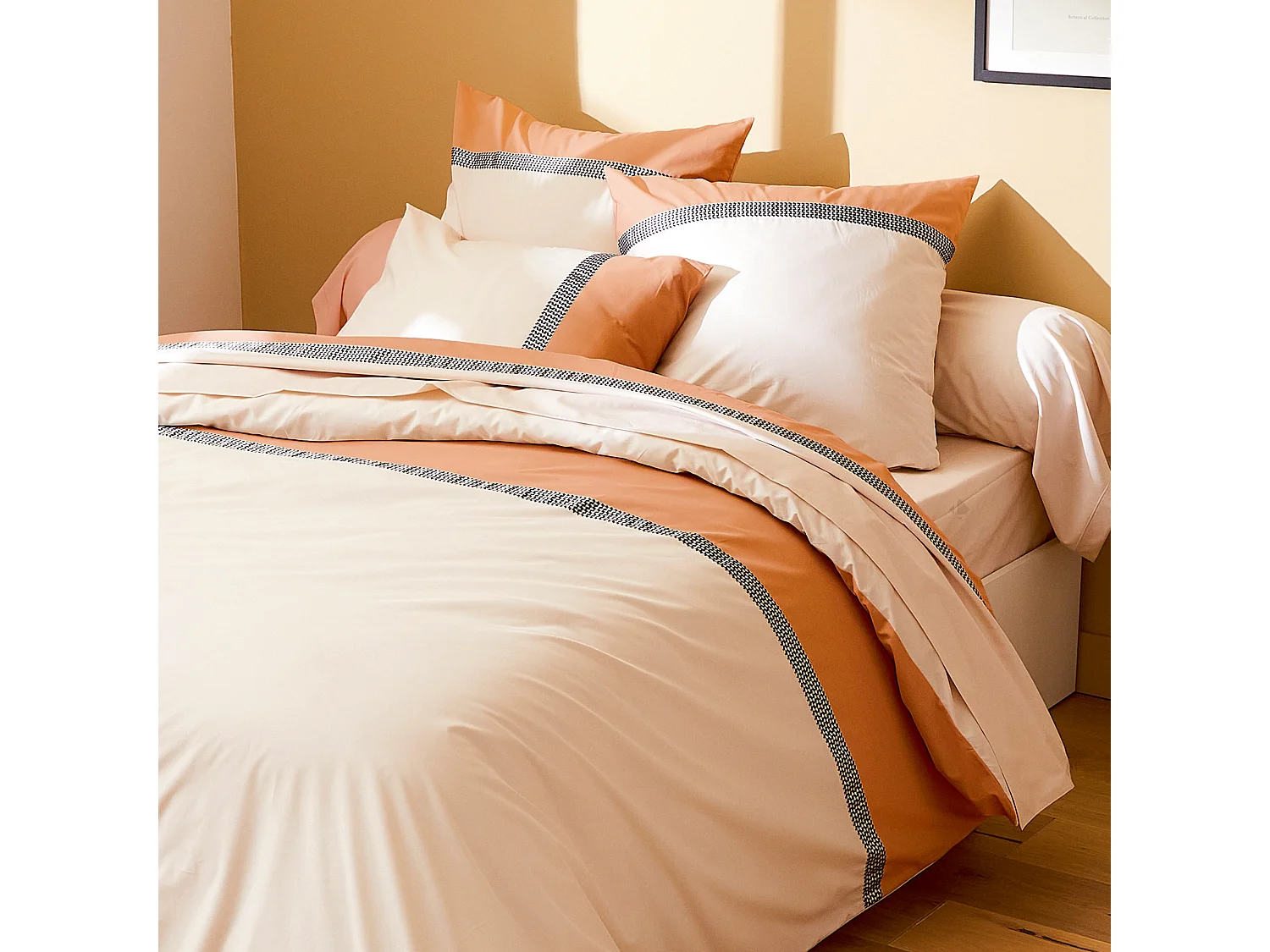 Housse de couette 260x240 cm percale coton MACASSAR Cognac