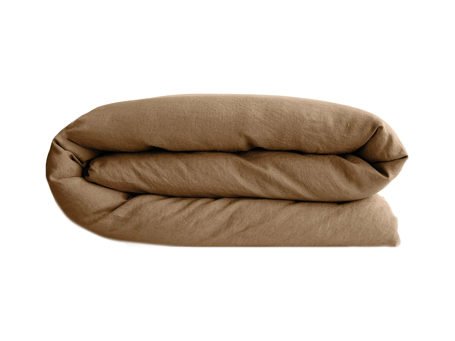 Housse de couette 240x220 cm pur coton lavé PALACE marron cognac