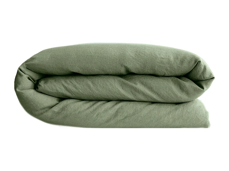 Housse de couette lin et coton 240x220 cm collection OPERA vert mousse