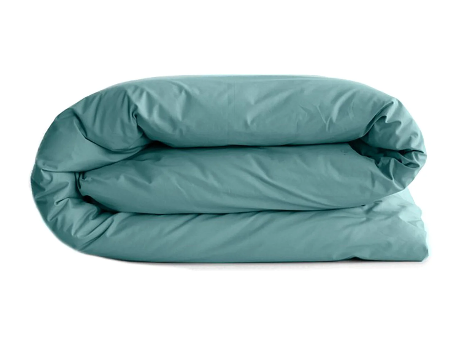 Housse de couette uni 200x200 cm percale de coton MANOIR vert Opale
