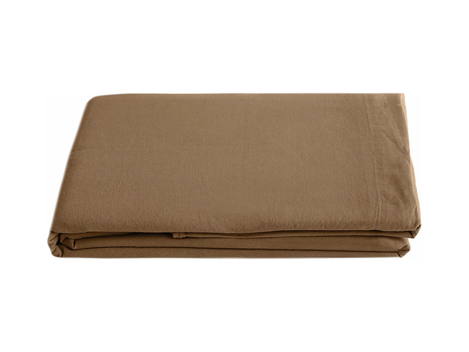 Drap plat 270x290 cm pur coton lavé PALACE marron cognac