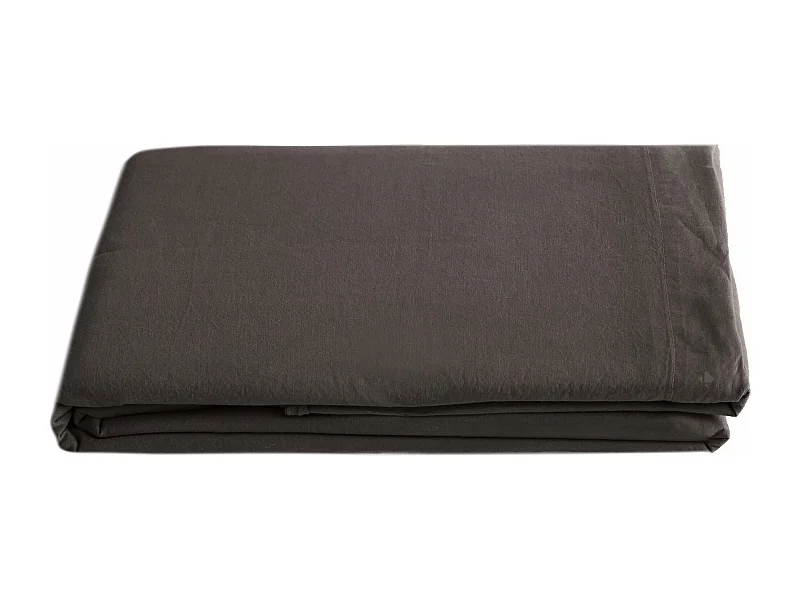 Drap plat PALACE pur coton lavé 270x290 cm uni marron café