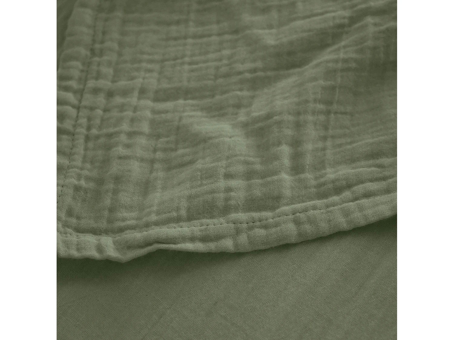Drap plat 270x300 cm mousseline de coton MILOS vert mousse