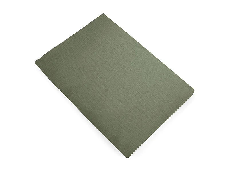 Drap plat 270x300 cm mousseline de coton MILOS vert mousse